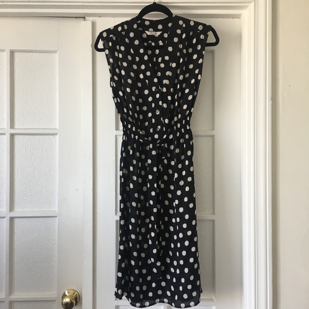 Tucker sleeveless polka dot dress in size S